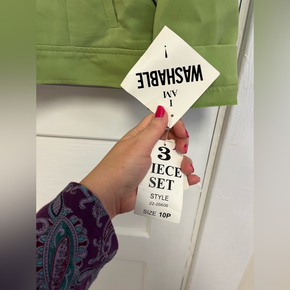 NWT Sag Harbor Lime Green/Black trim Jacket Size Petite 10 with sleeveless top - Picture 5 of 12